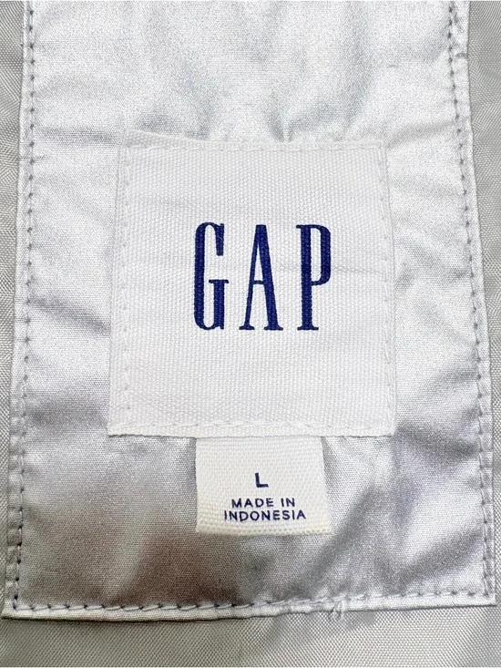Gap Y2K Metallic Silver Puffer Vest Large Liquid Metal Space Age Shiny Quilted L - Picture 6 of 10